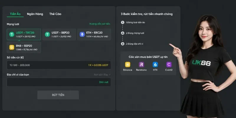 3 phương thức rút tiền UK88 sau khi xác minh KYC